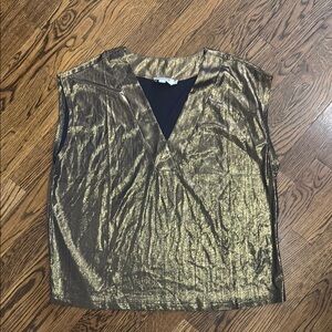 Molly Bracken Gold Boxy Sleeveless Blouse small